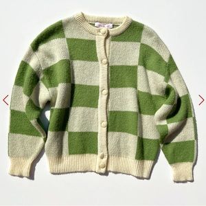 Lisa Says Gah Lauda Cardigan Check Green